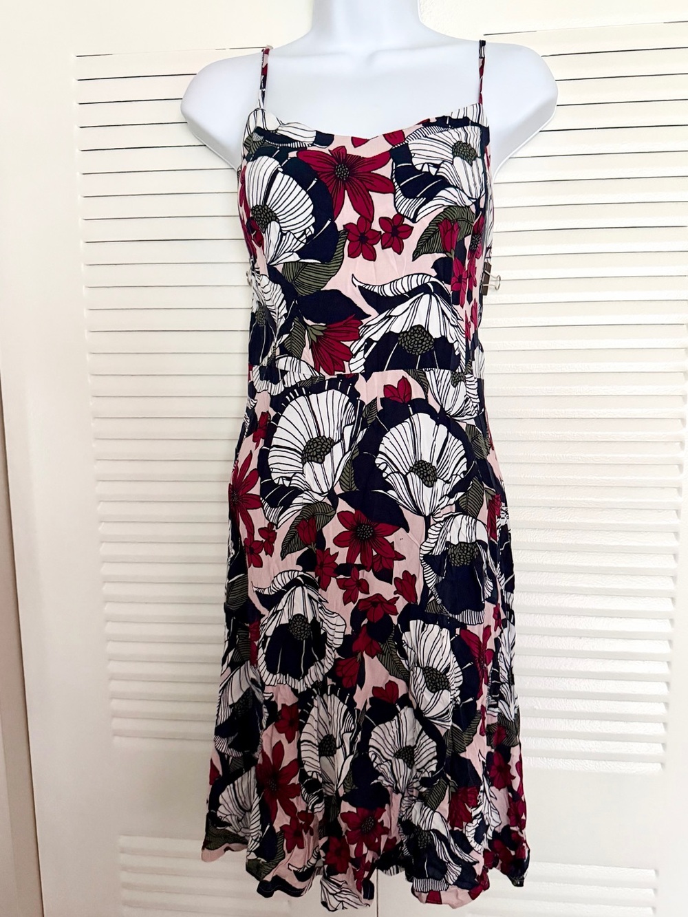 Floral Spaghetti-Strap Sundress in burgundy and Navy